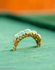 Antique 1913 18ct Gold Turquoise 5 Stone Ring | Edwardian Birmingham Hallmarked | H.W.L Maker
