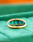 Antique 1913 18ct Gold Turquoise 5 Stone Ring | Edwardian Birmingham Hallmarked | H.W.L Maker