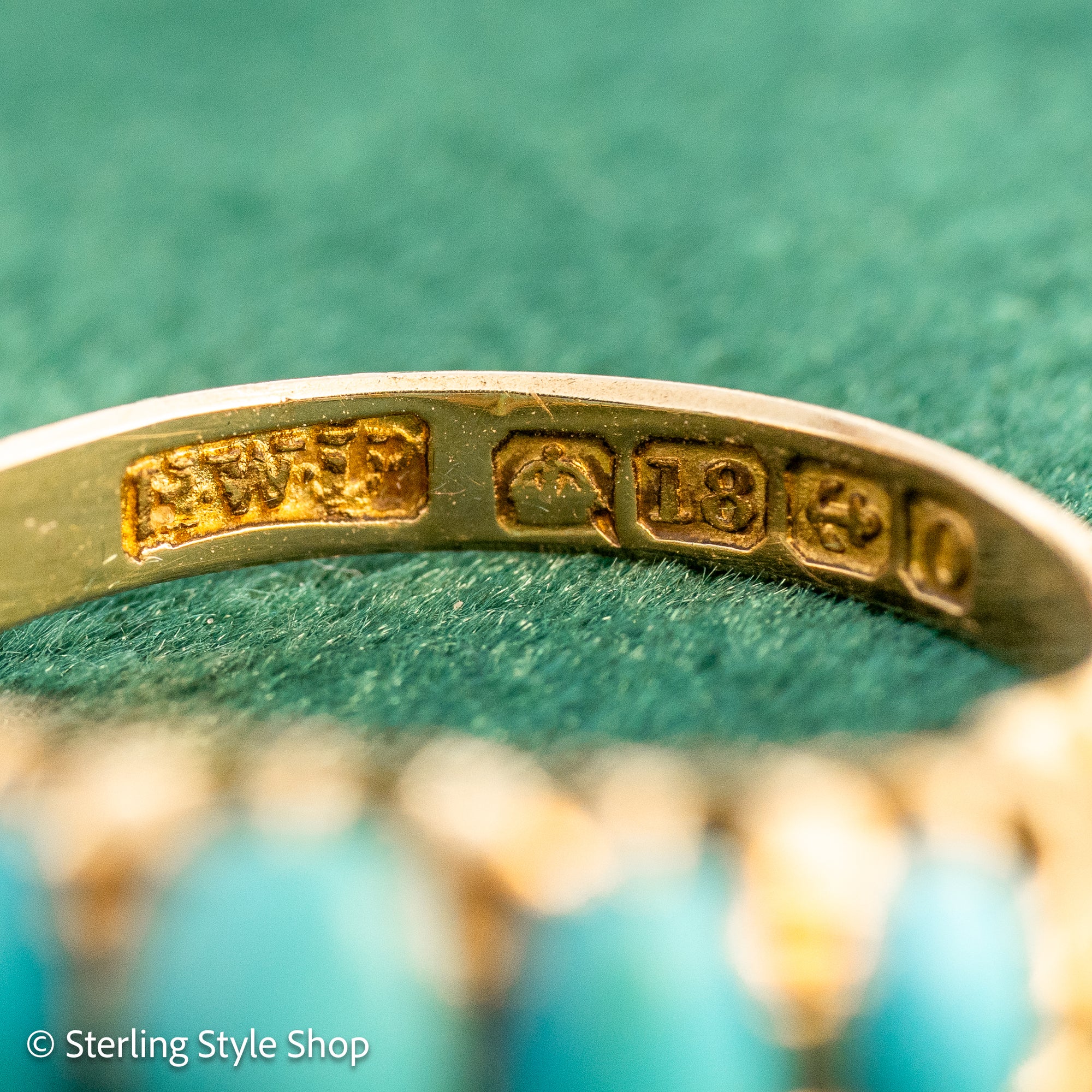 Antique 1913 18ct Gold Turquoise 5 Stone Ring | Edwardian Birmingham Hallmarked | H.W.L Maker