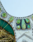 Federico Jimenez Handcrafted Sterling Silver Mirror with 38 Lone Mountain Turquoise Stones From Larry Cooley’s Legendary Collection