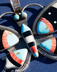 Massive Vintage Federico Jimenez Butterfly Pendant | Inlay Pendant with Turquoise, Jet, Spiny Oyster & Bone