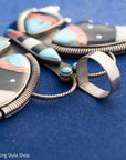 Massive Vintage Federico Jimenez Butterfly Pendant | Inlay Pendant with Turquoise, Jet, Spiny Oyster & Bone