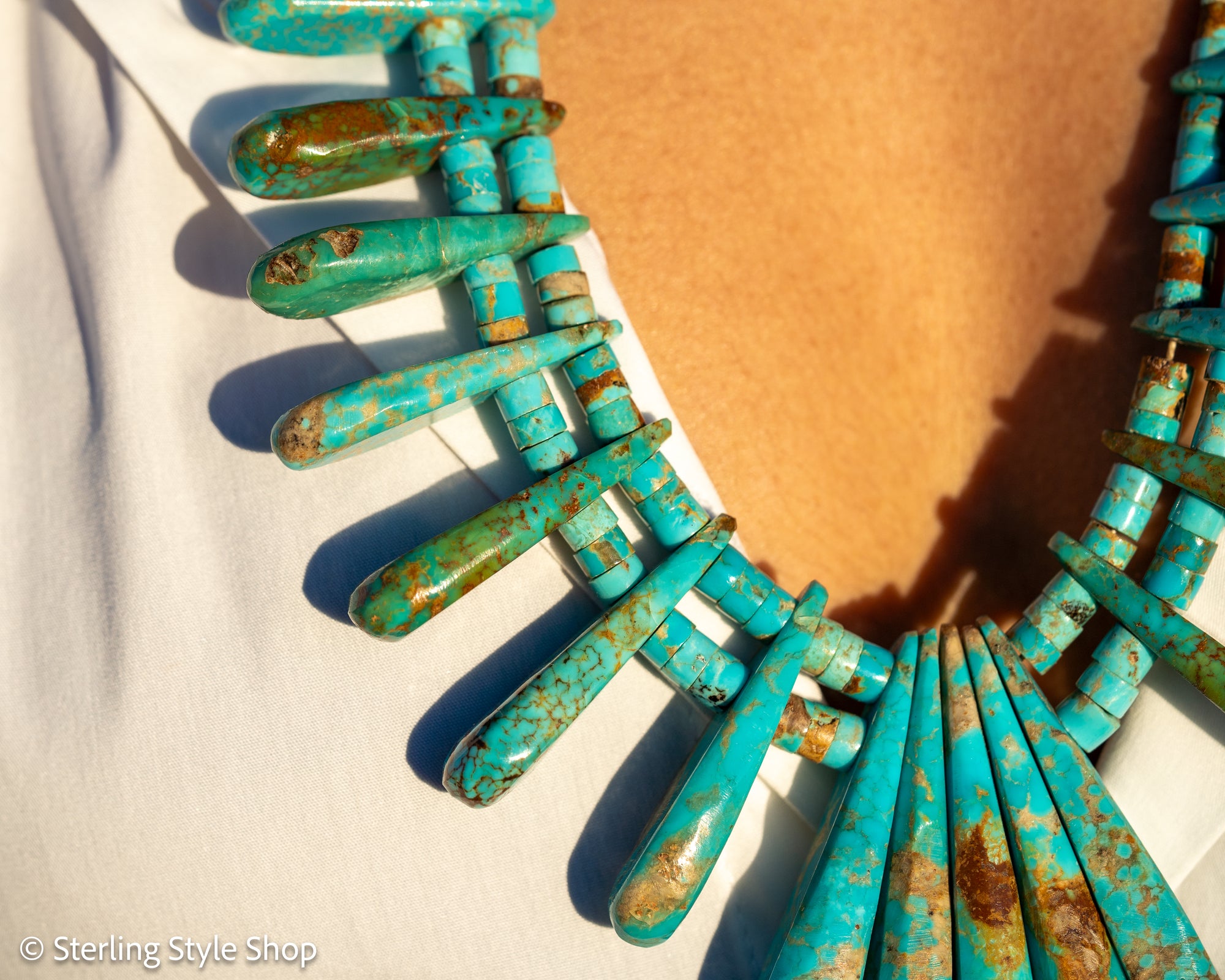 Museum-Quality Vintage Sleeping Beauty Turquoise Spike Necklace from Federico Jimenez Personal Vintage Collection, 26 inches/168 grams