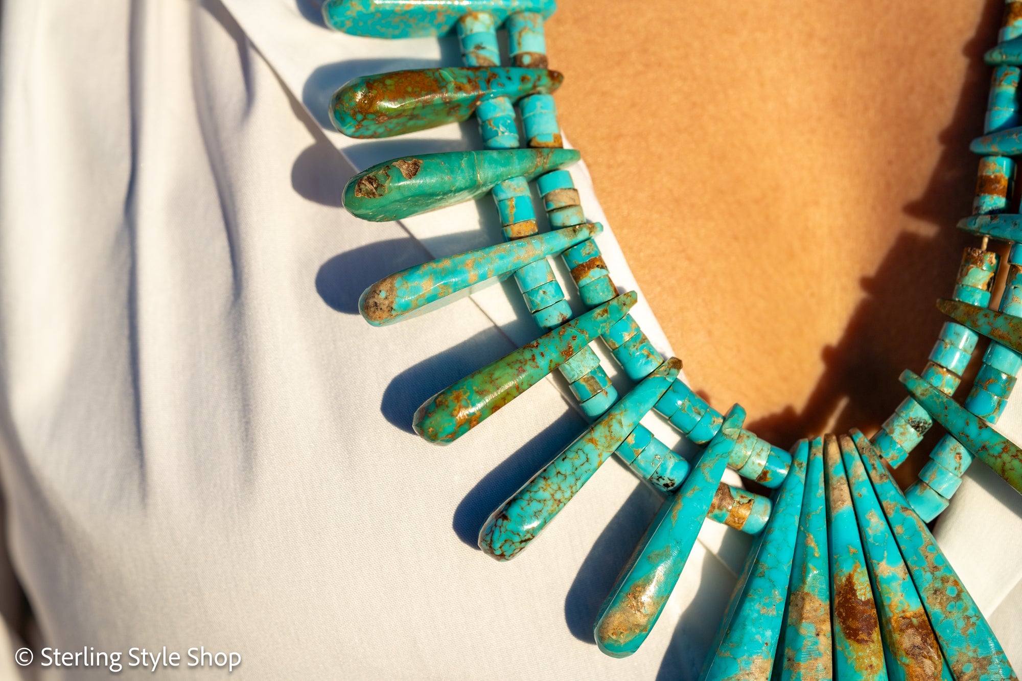 Museum-Quality Vintage Sleeping Beauty Turquoise Spike Necklace from Federico Jimenez Personal Vintage Collection, 26 inches/168 grams