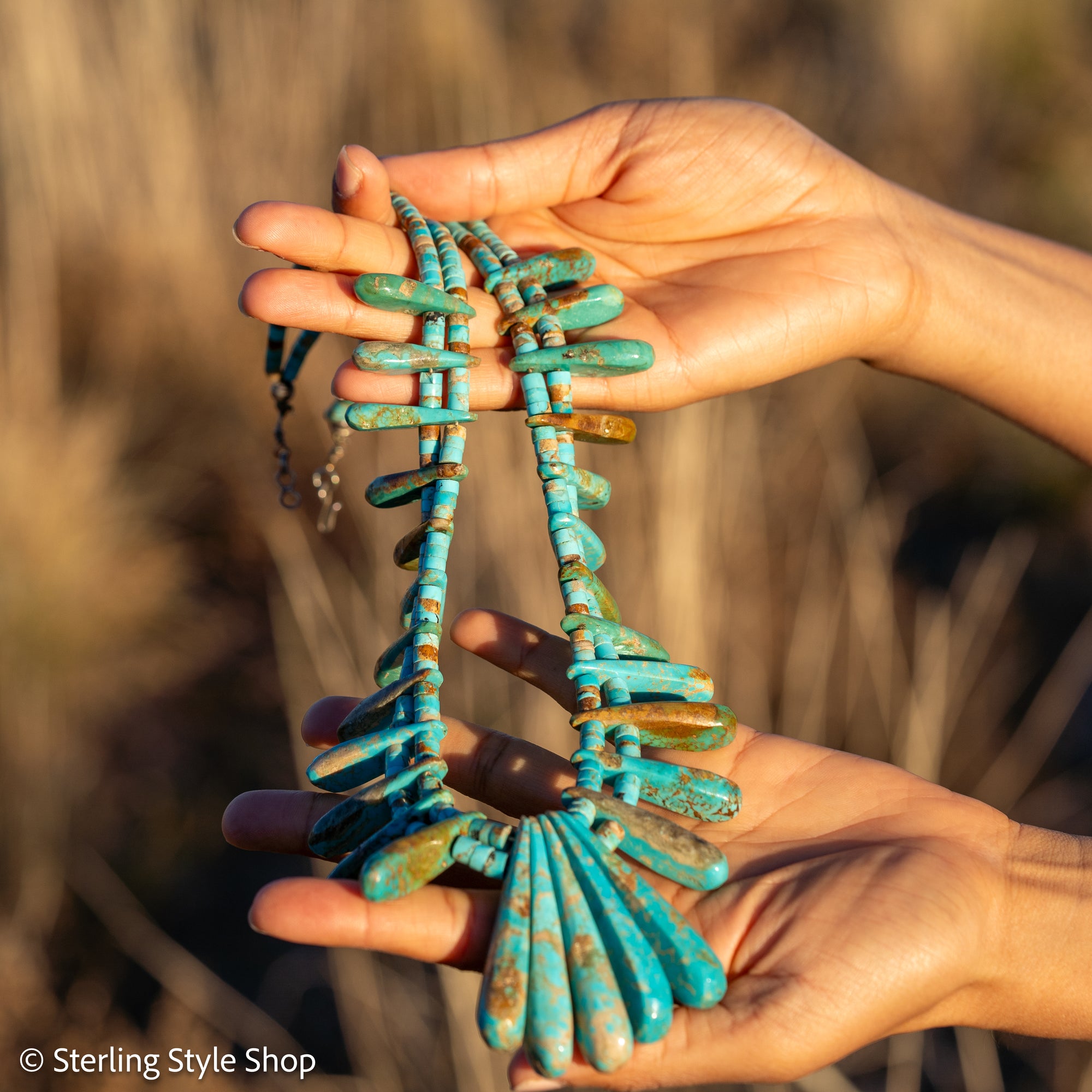 Museum-Quality Vintage Sleeping Beauty Turquoise Spike Necklace from Federico Jimenez Personal Vintage Collection, 26 inches/168 grams