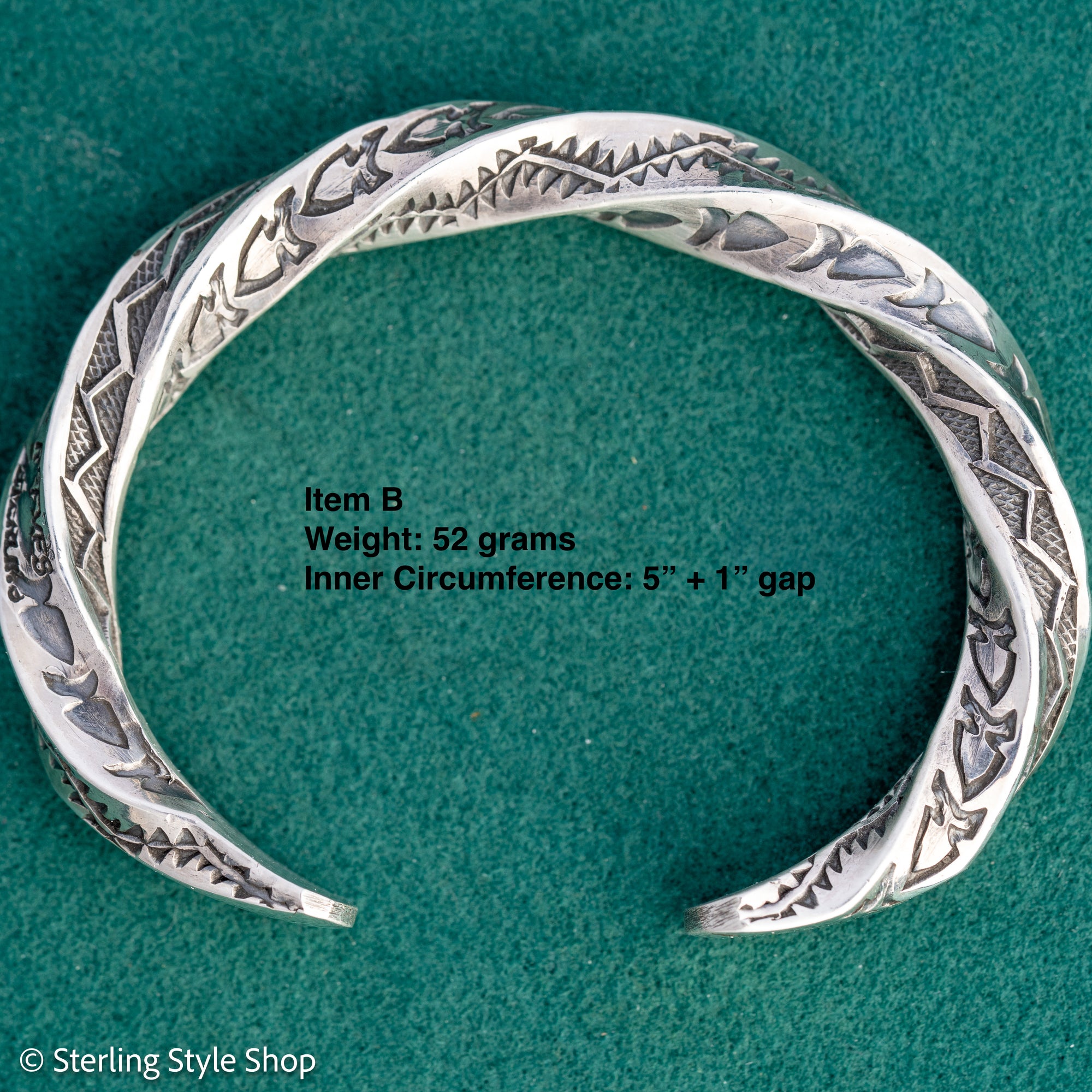 Sterling Silver Stamped Cuff, Sunshines Reeves Bracelet, Native American