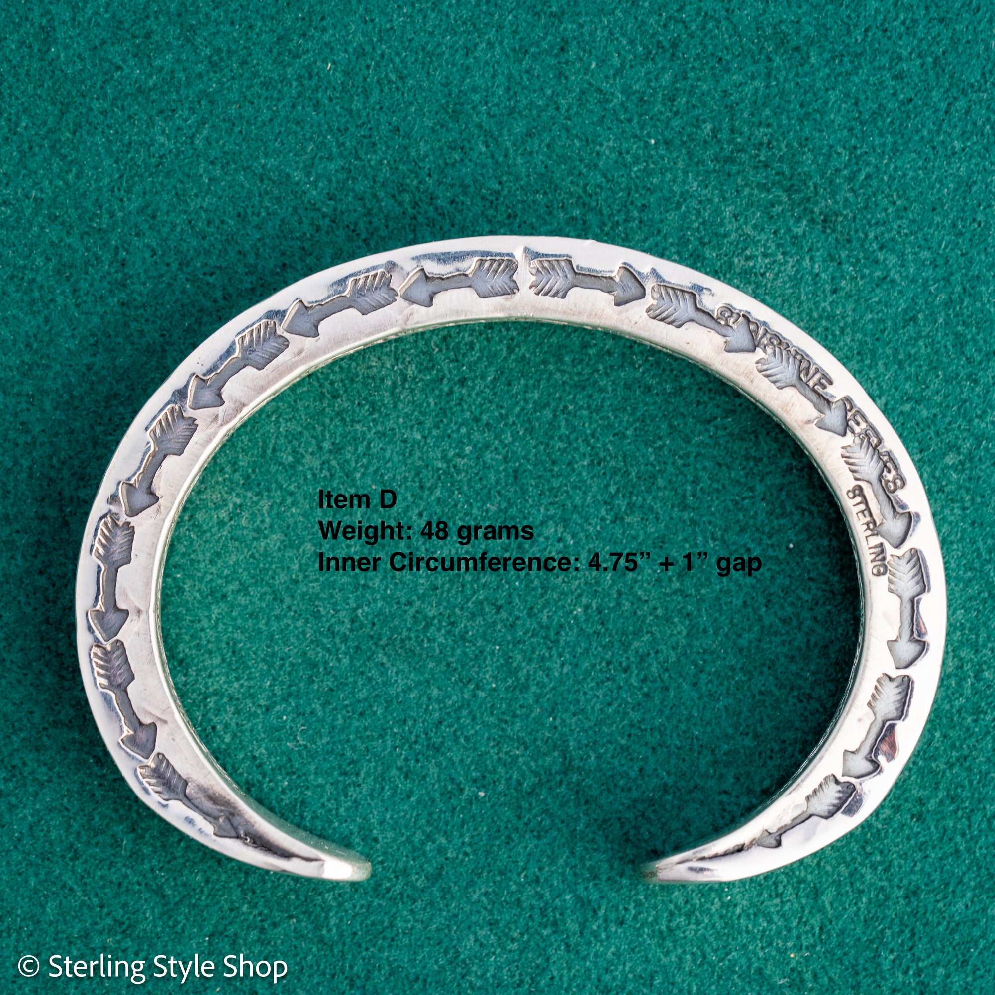 Sterling Silver Stamped Cuff, Sunshines Reeves Bracelet, Native American