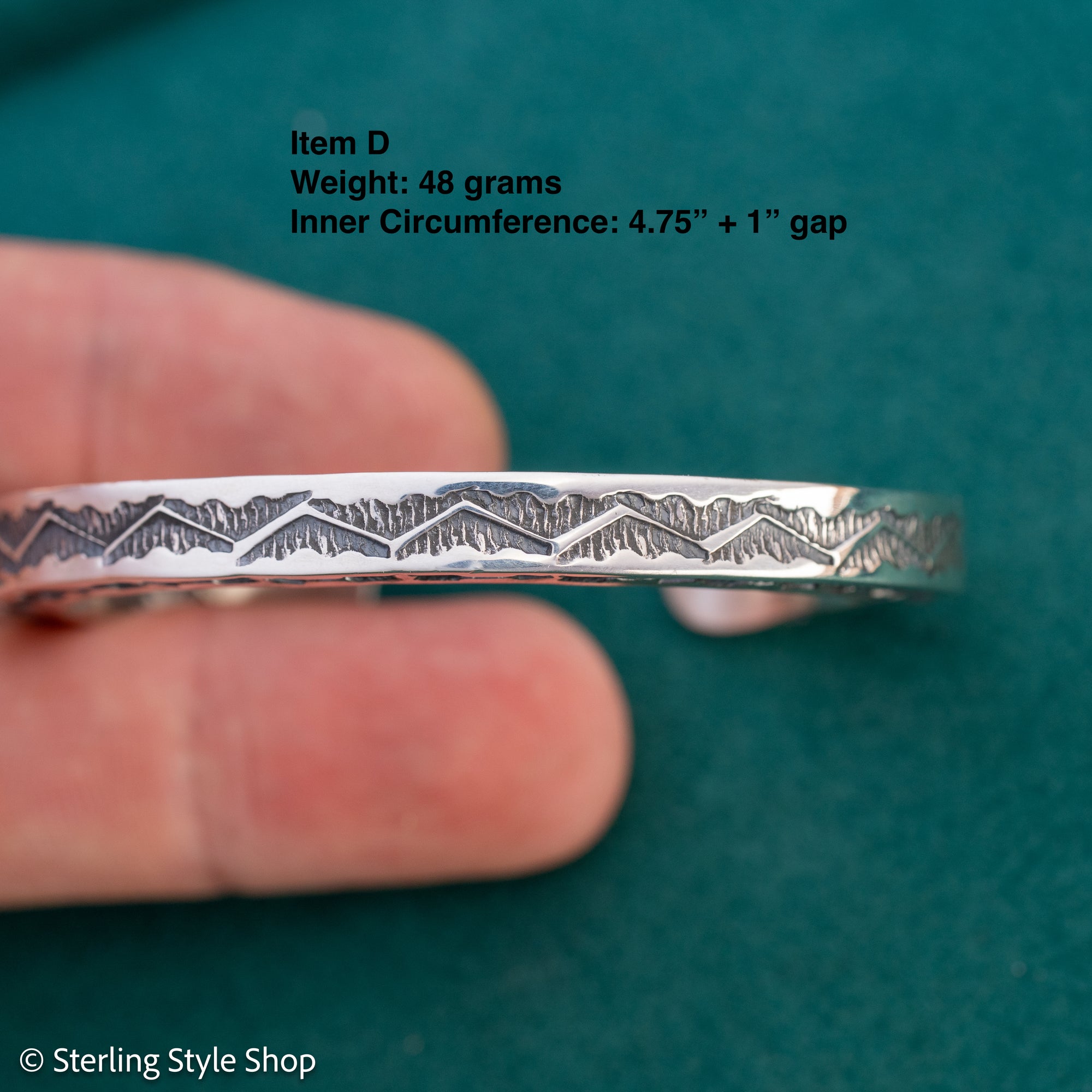 Sterling Silver Stamped Cuff, Sunshines Reeves Bracelet, Native American