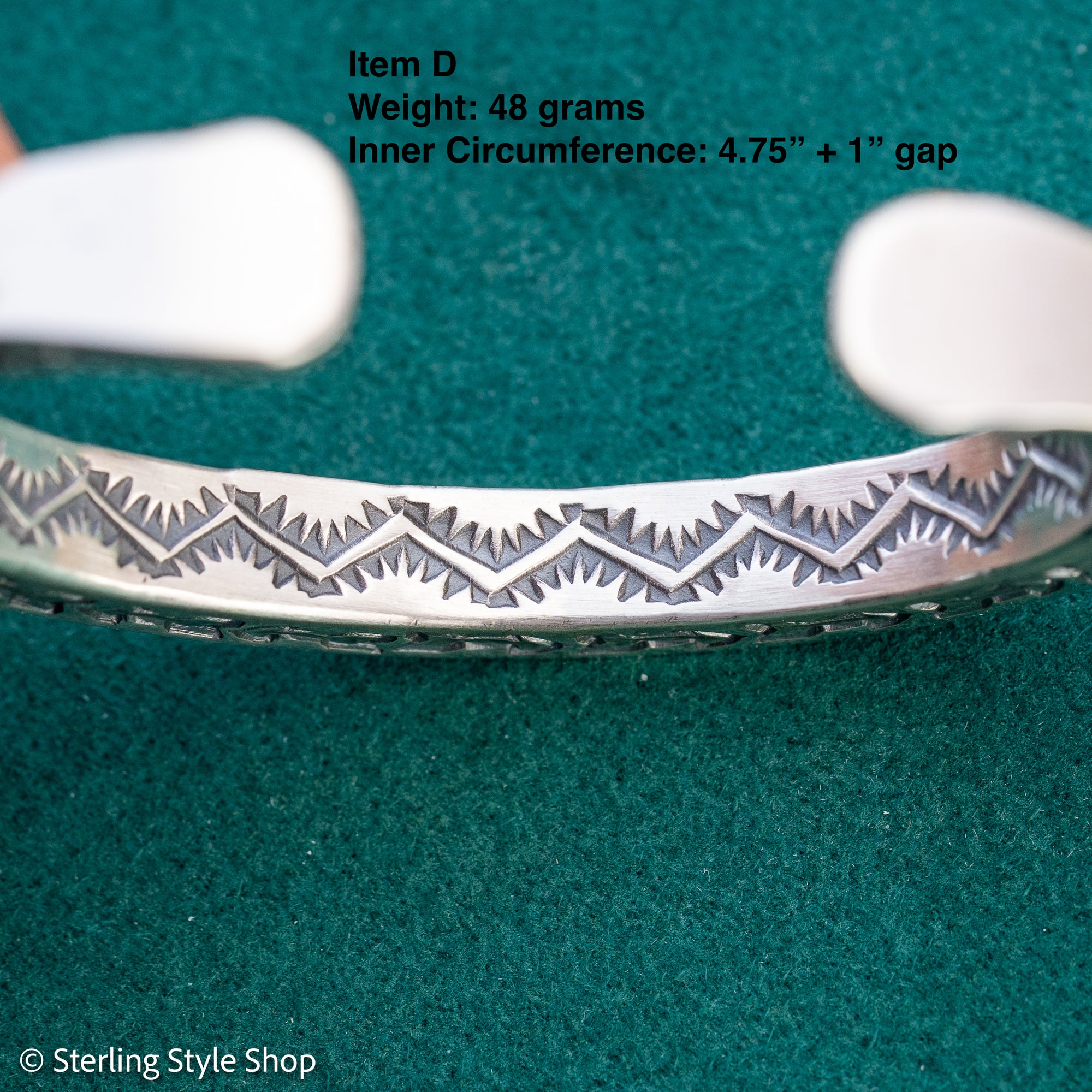 Sterling Silver Stamped Cuff, Sunshines Reeves Bracelet, Native American