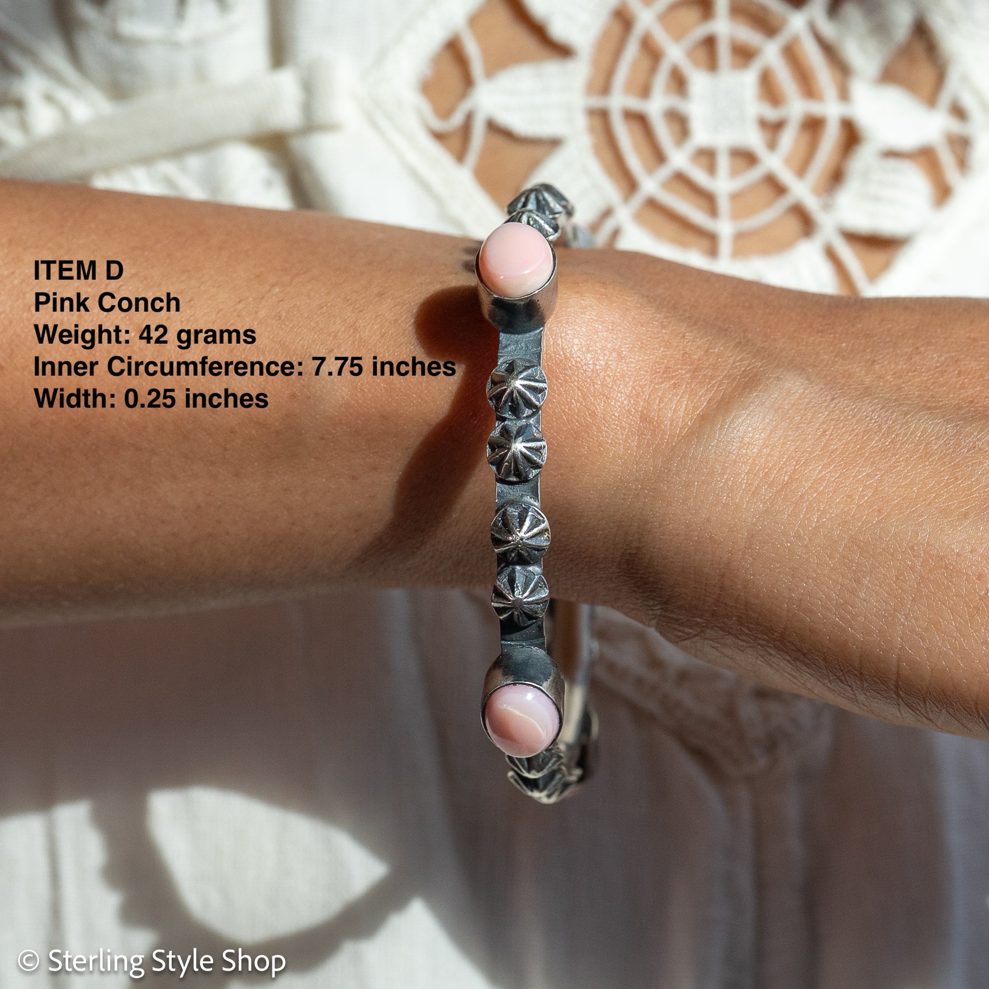 Chimney Butte Sterling Silver Turquoise Starburst Conch Bangle Bracelet – Stackable Southwestern Jewelry - Oxidized