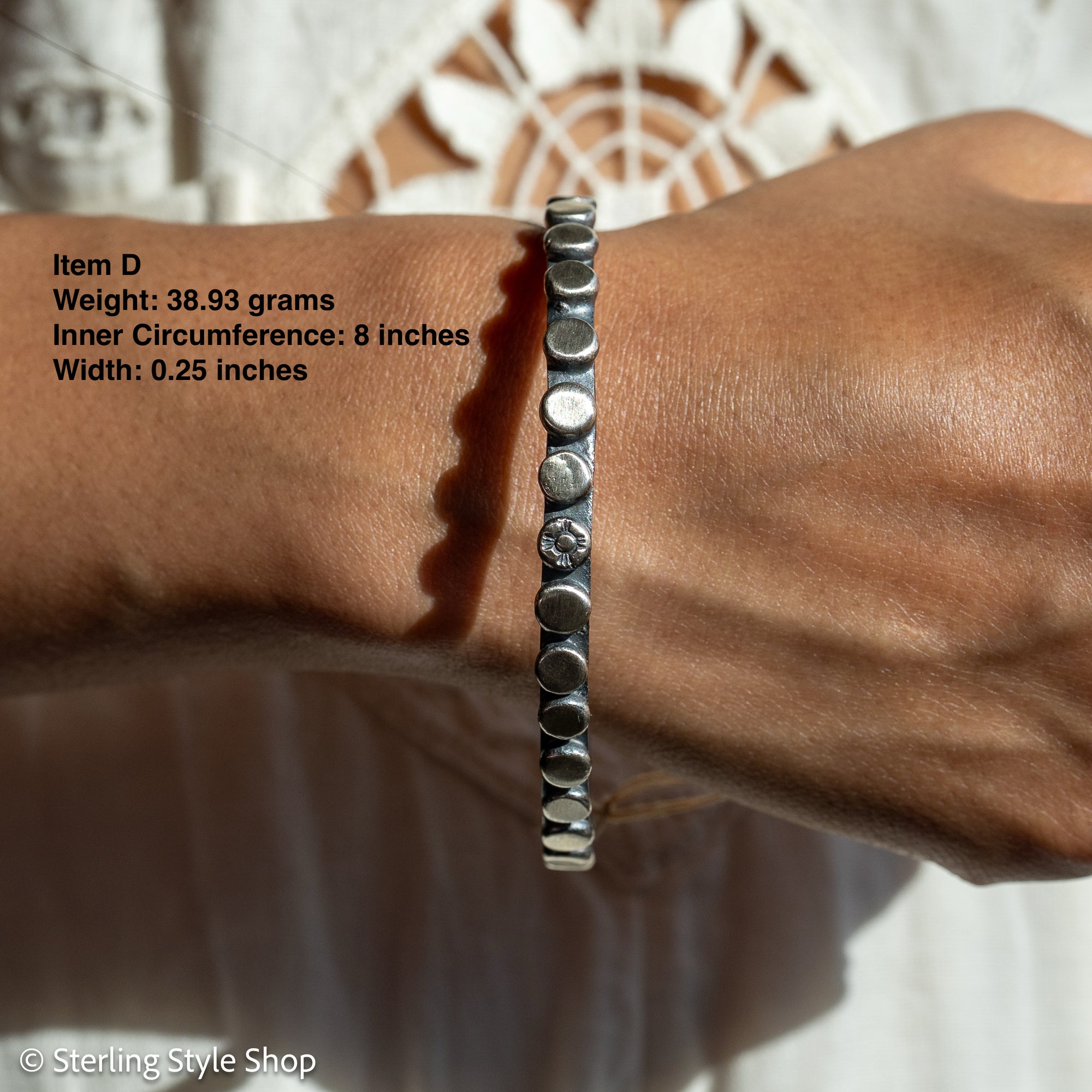 Chimney Butte Sterling Silver Ball, Beaded or Stamped Bangle Bracelet – Stackable Southwestern Jewelry - Oxidized