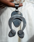 Chimney Butte Naja Pendant | Triple Number 8 Turquoise | Heavy Sterling Silver | Native American Jewelry