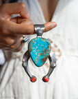 Chimney Butte Naja Pendant | Kingman Turquoise | Heavy Sterling Silver | Native American Statement Jewelry