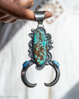 Chimney Butte Naja Pendant | Number 8 & Golden Hills Turquoise, Sterling Silver, Signed and Hallmarked