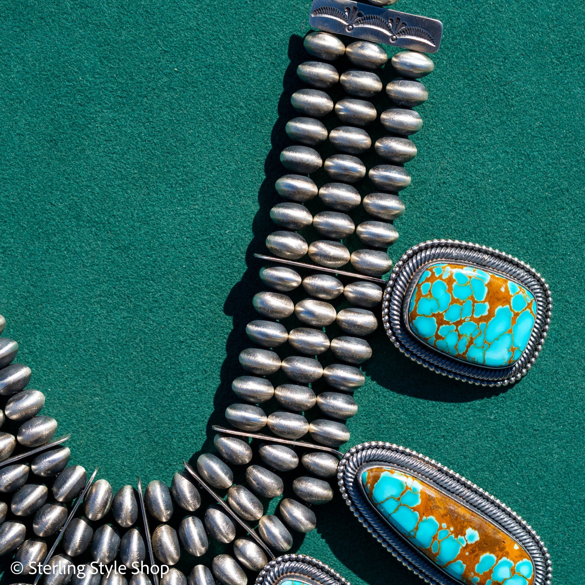 Ernest R Begay Candelaria Turquoise Necklace | 9mm Navajo Pearls | 286g Statement Necklace