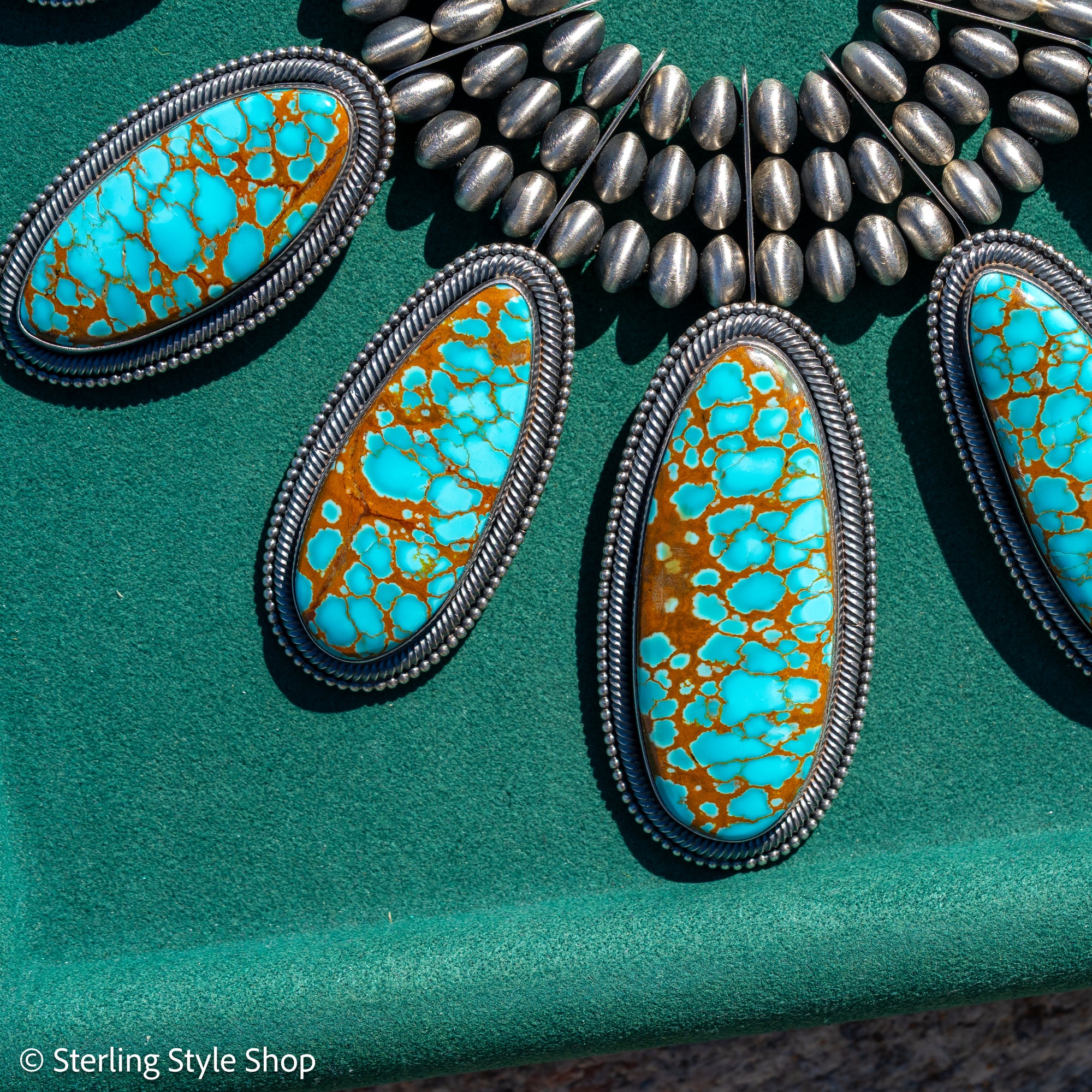 Ernest R Begay Candelaria Turquoise Necklace | 9mm Navajo Pearls | 286g Statement Necklace