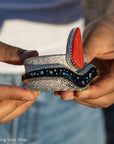Alvin Yellowhorse Tufa Cast Sterling Silver Bracelet – Red Coral, Turquoise, Mother of Pearl, Sugilite, Spider Opal