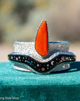 Alvin Yellowhorse Tufa Cast Sterling Silver Bracelet – Red Coral, Turquoise, Mother of Pearl, Sugilite, Spider Opal