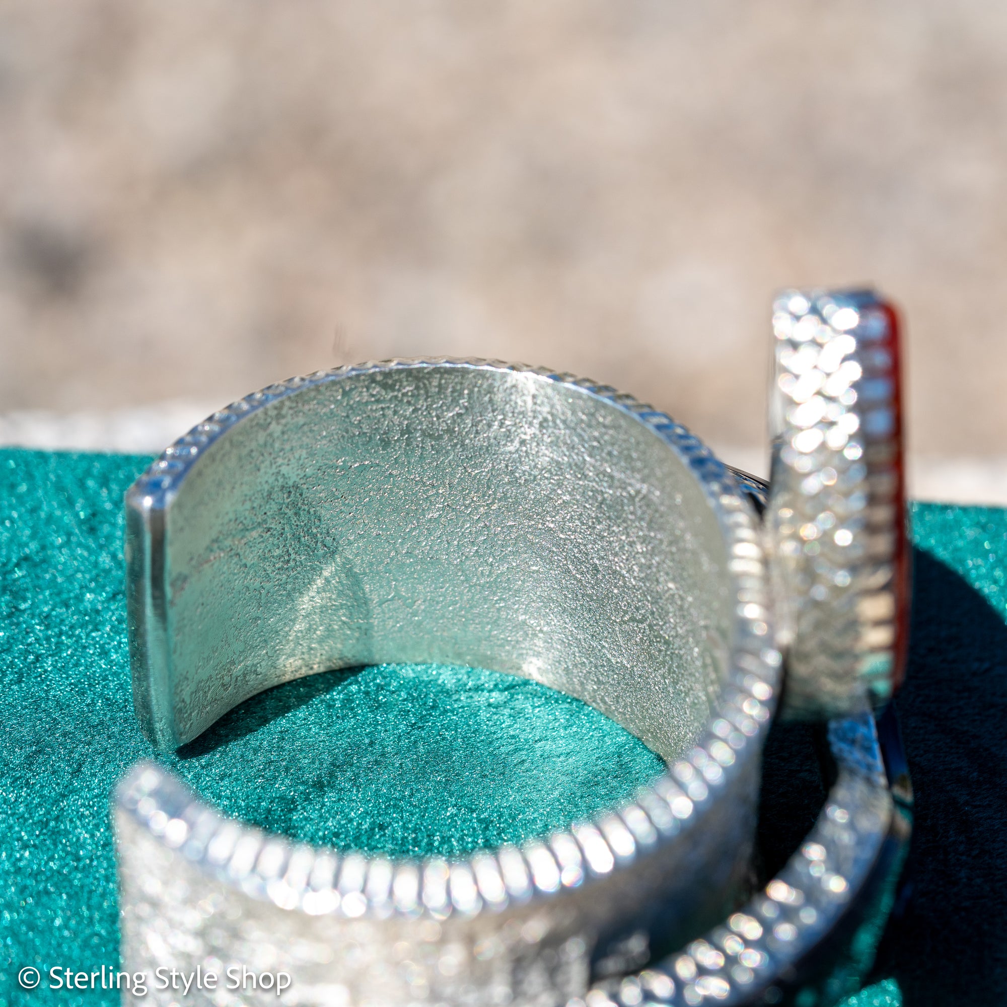 Alvin Yellowhorse Tufa Cast Sterling Silver Bracelet – Red Coral, Turquoise, Mother of Pearl, Sugilite, Spider Opal