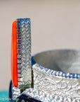 Alvin Yellowhorse Tufa Cast Sterling Silver Bracelet – Red Coral, Turquoise, Mother of Pearl, Sugilite, Spider Opal