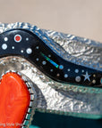 Alvin Yellowhorse Tufa Cast Sterling Silver Bracelet – Red Coral, Turquoise, Mother of Pearl, Sugilite, Spider Opal