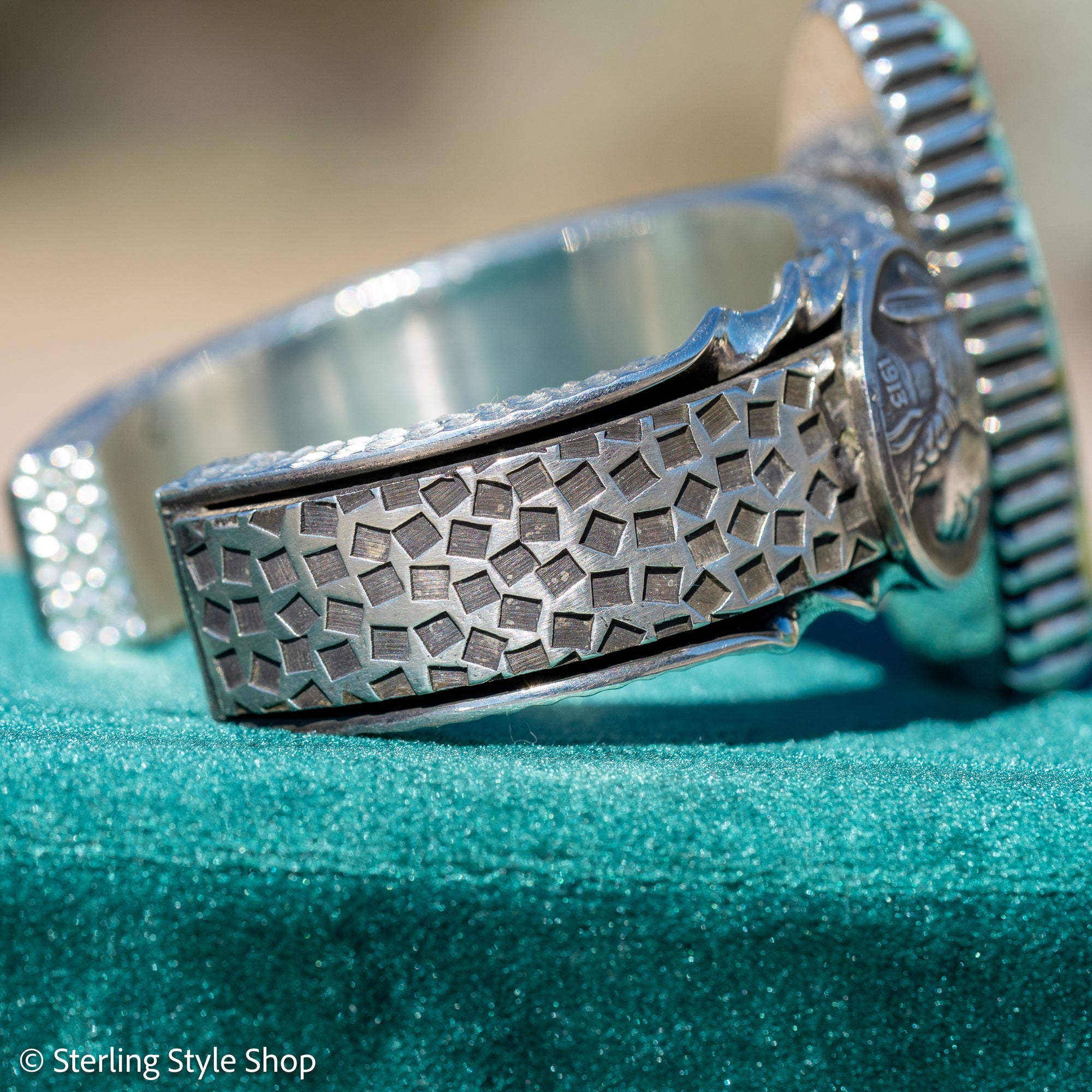 Alvin Yellowhorse Royal Web Variscite Cuff – Navajo Sterling Silver Bracelet-on-Bracelet Design – Turquoise, Coral &amp; Jade Inlay 134g