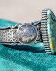Alvin Yellowhorse Royal Web Variscite Cuff – Navajo Sterling Silver Bracelet-on-Bracelet Design – Turquoise, Coral & Jade Inlay 134g