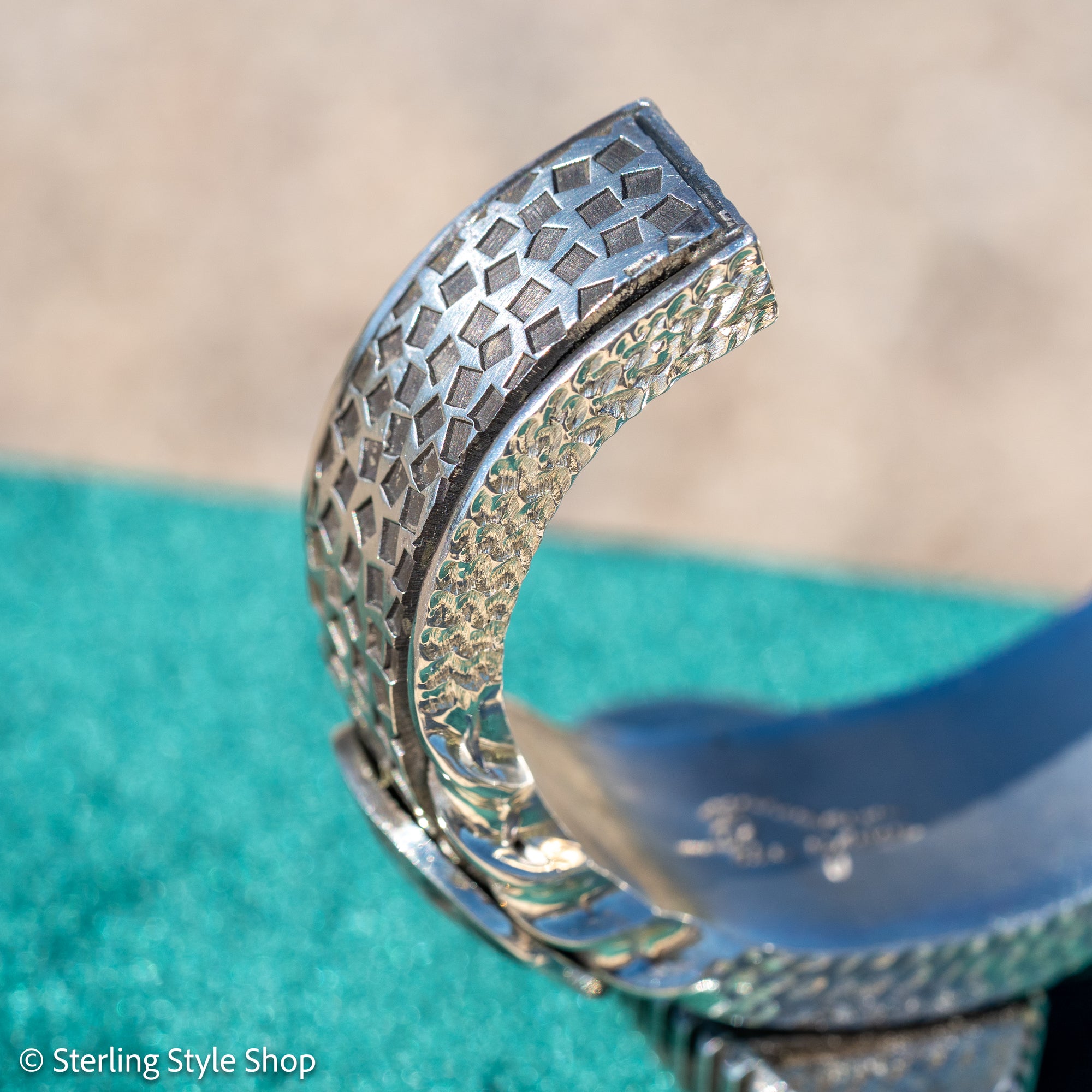 Alvin Yellowhorse Royal Web Variscite Cuff – Navajo Sterling Silver Bracelet-on-Bracelet Design – Turquoise, Coral &amp; Jade Inlay 134g
