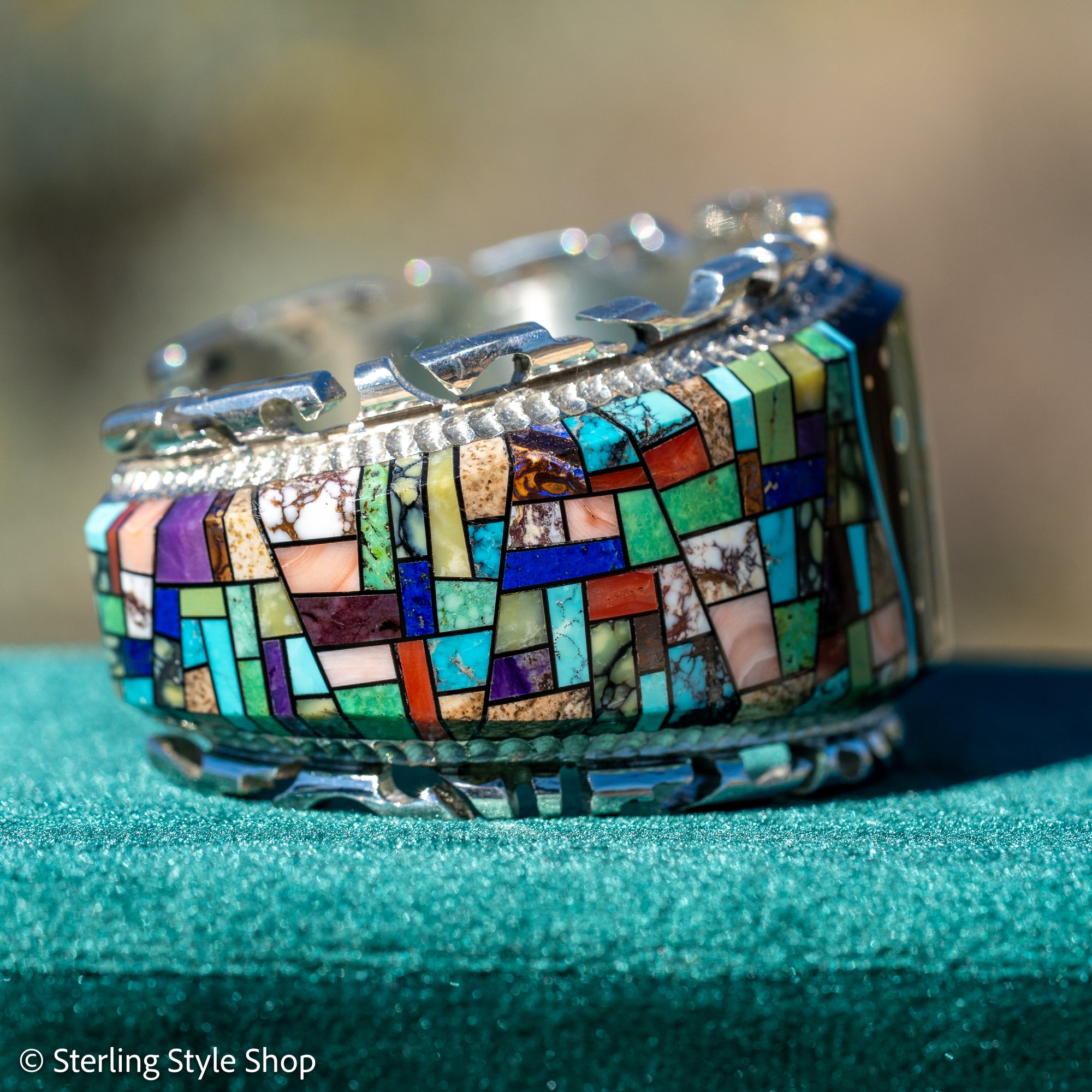 Alvin Yellowhorse Navajo Cuff Bracelet, Night Sky Inlay, Wide Statement Collector Piece
