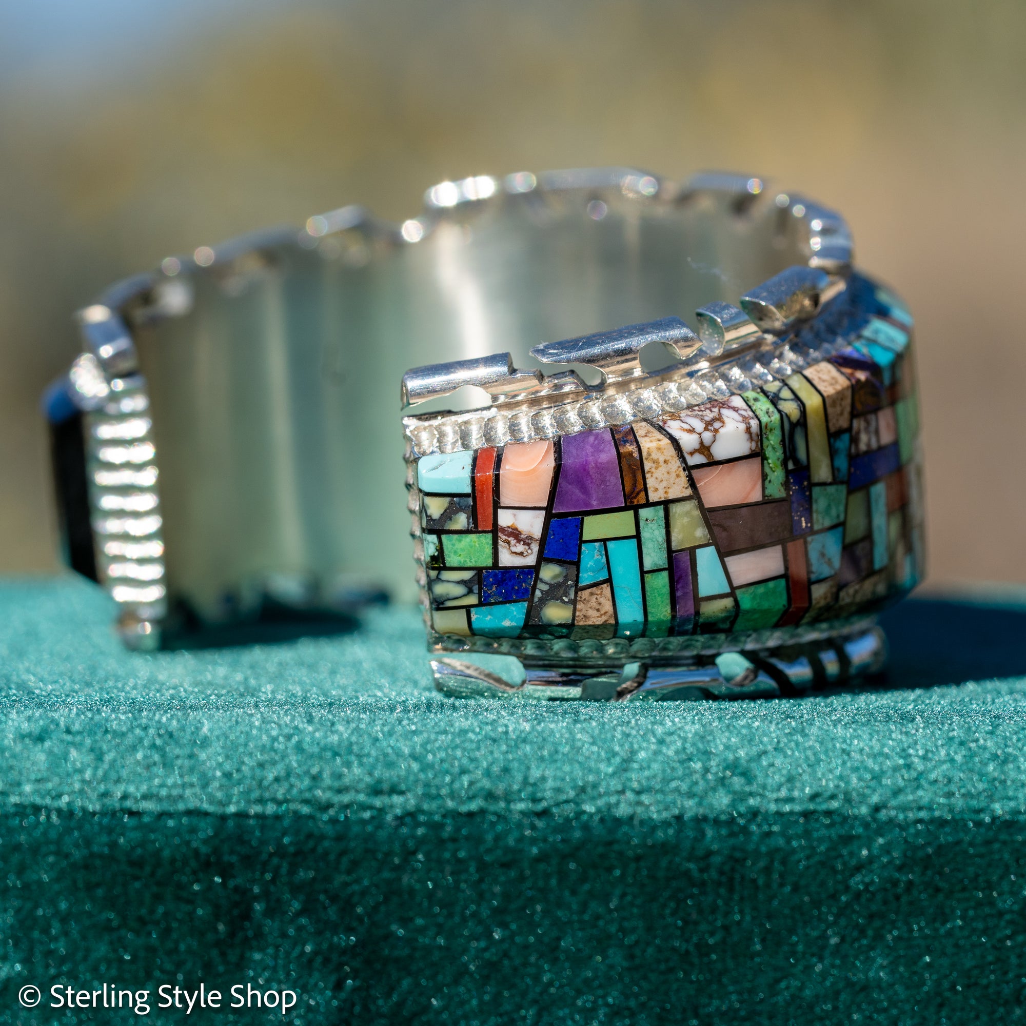 Alvin Yellowhorse Navajo Cuff Bracelet, Night Sky Inlay, Wide Statement Collector Piece