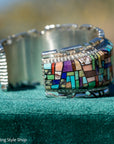 Alvin Yellowhorse Navajo Cuff Bracelet, Night Sky Inlay, Wide Statement Collector Piece