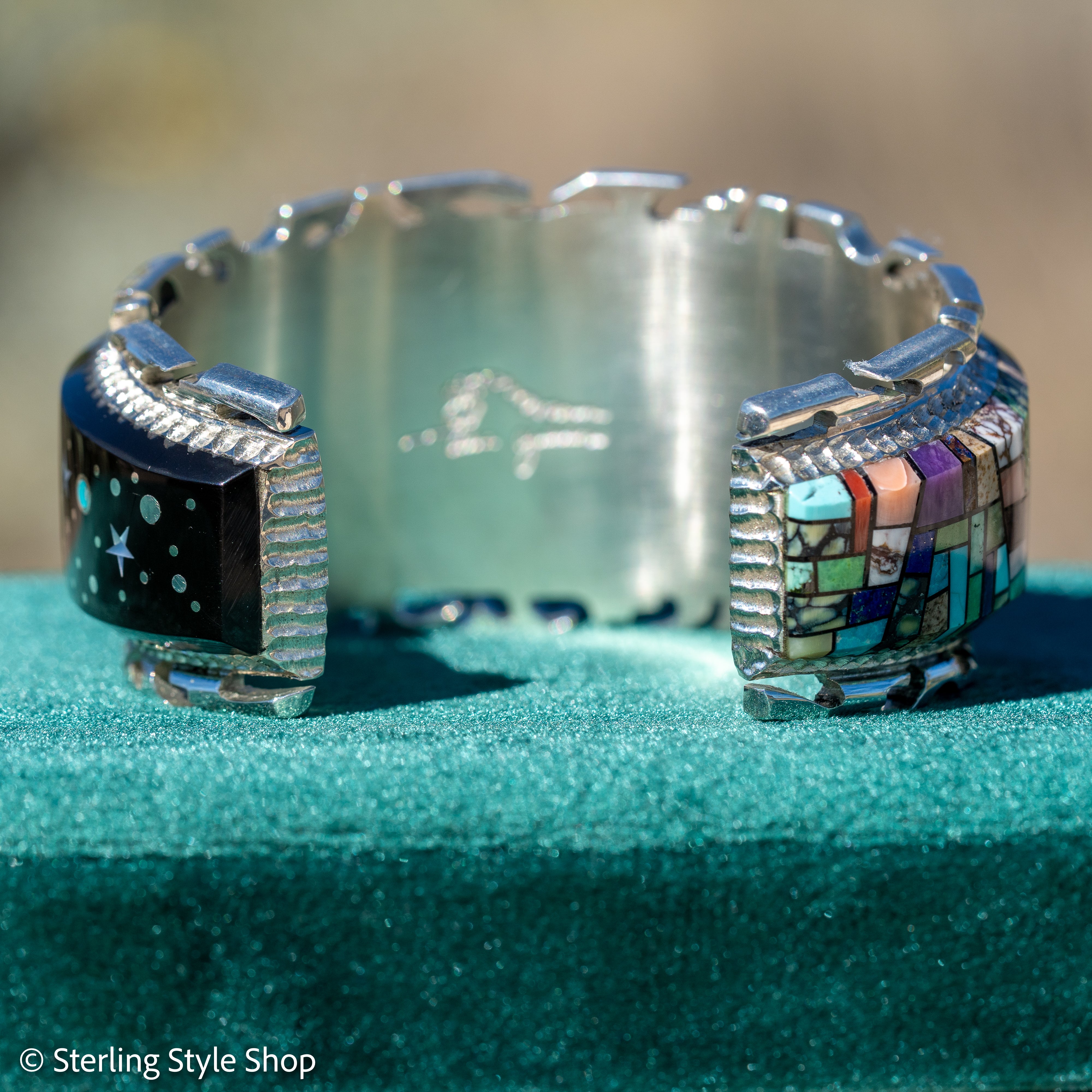 Alvin Yellowhorse Navajo Cuff Bracelet, Night Sky Inlay, Wide