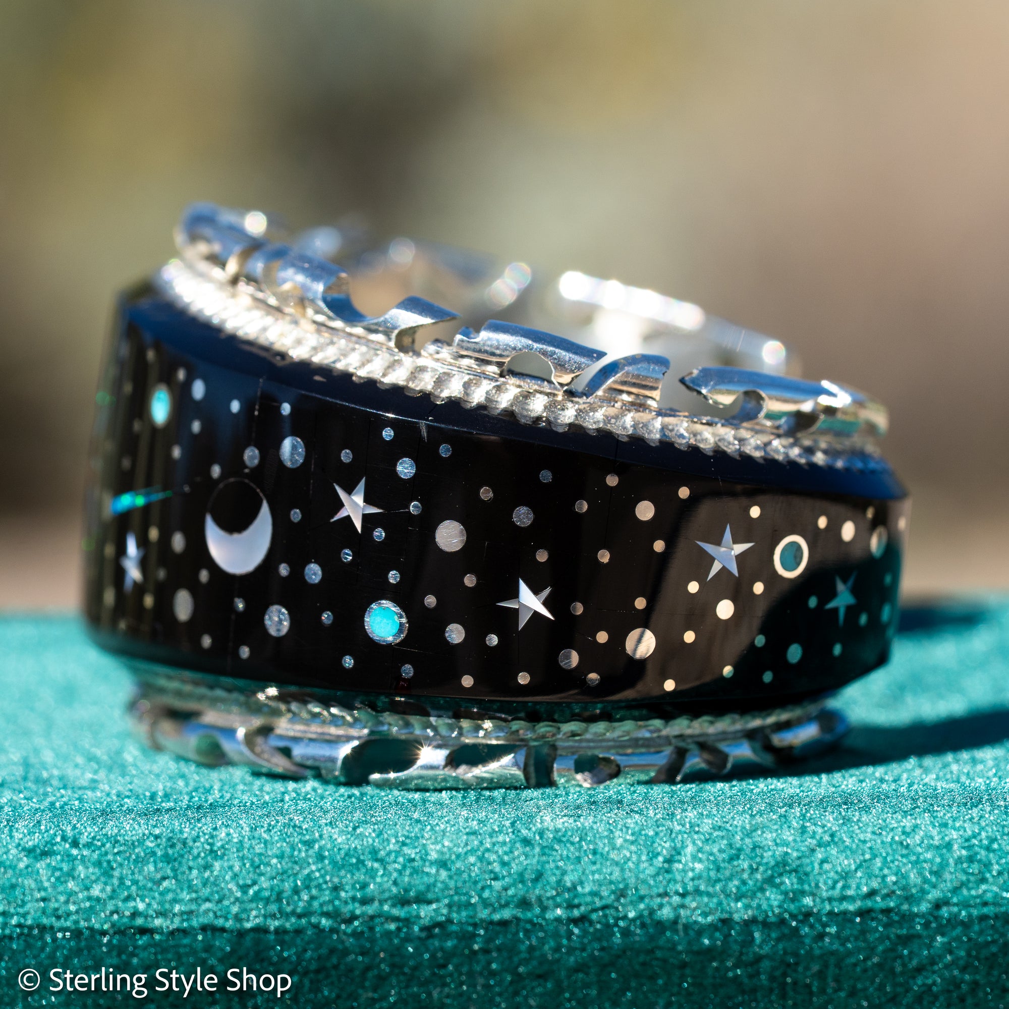 Alvin Yellowhorse Navajo Cuff Bracelet, Night Sky Inlay, Wide Statement Collector Piece