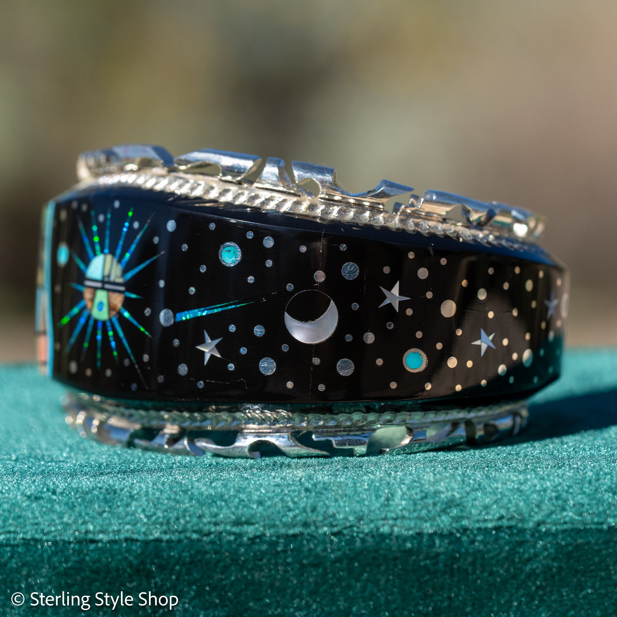 Alvin Yellowhorse Navajo Cuff Bracelet, Night Sky Inlay, Wide Statement Collector Piece