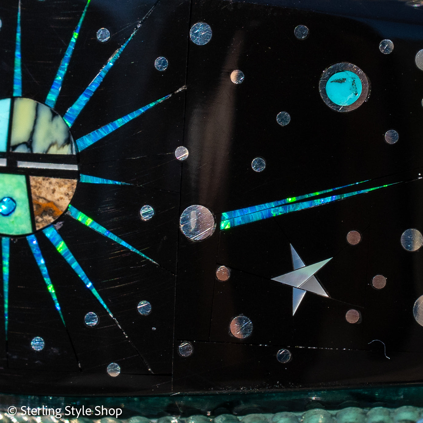 Alvin Yellowhorse Navajo Cuff Bracelet, Night Sky Inlay, Wide Statement Collector Piece