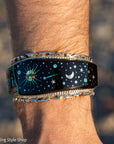 Alvin Yellowhorse Navajo Cuff Bracelet, Night Sky Inlay, Wide Statement Collector Piece
