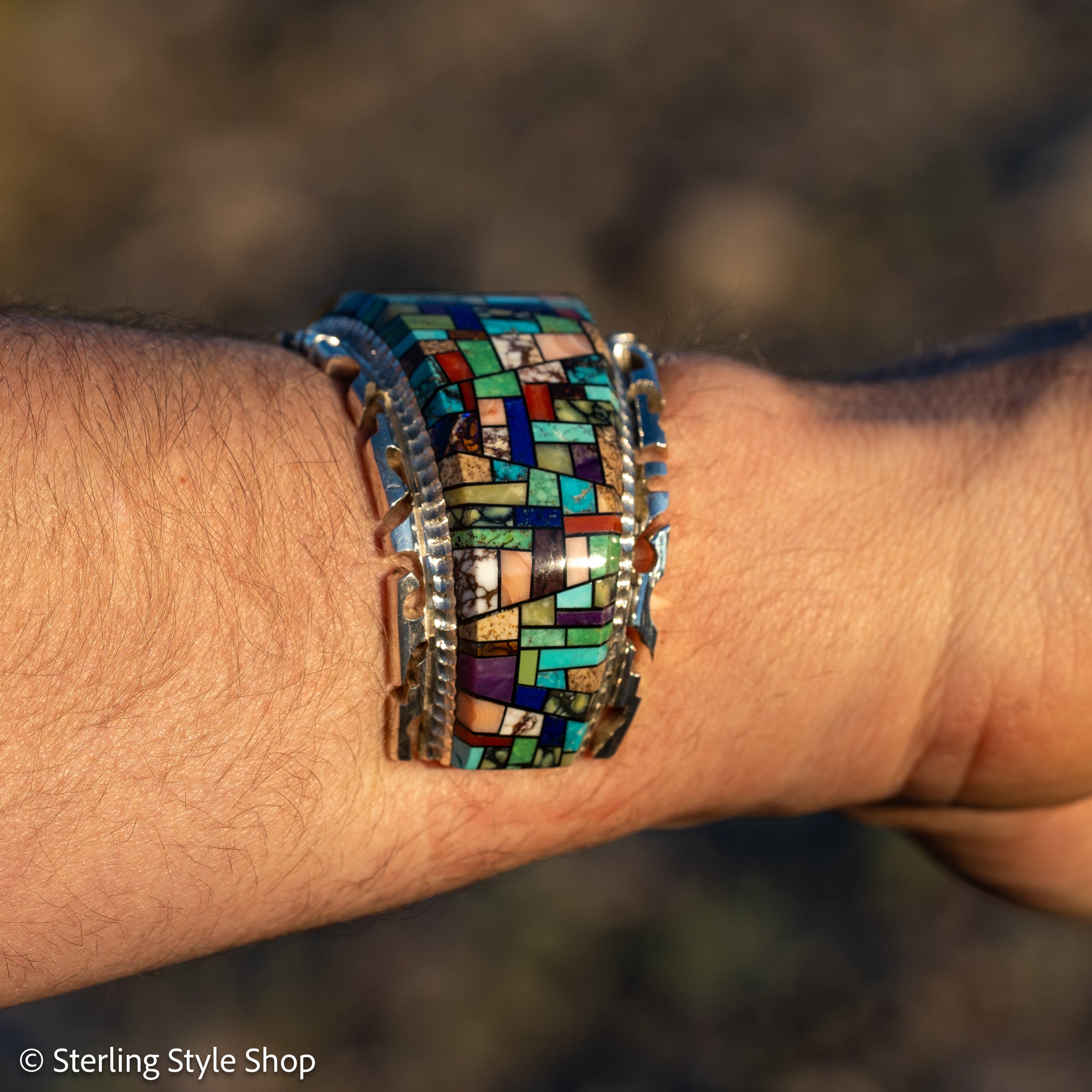 Alvin Yellowhorse Navajo Cuff Bracelet, Night Sky Inlay, Wide Statement Collector Piece