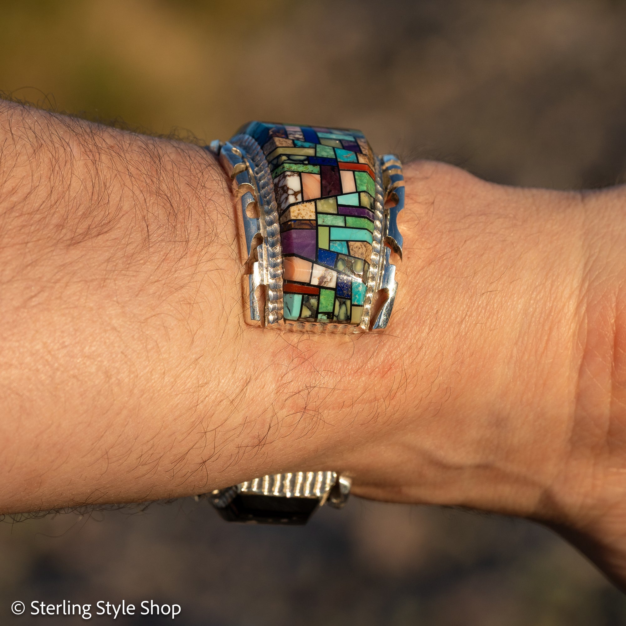 Alvin Yellowhorse Navajo Cuff Bracelet, Night Sky Inlay, Wide Statement Collector Piece