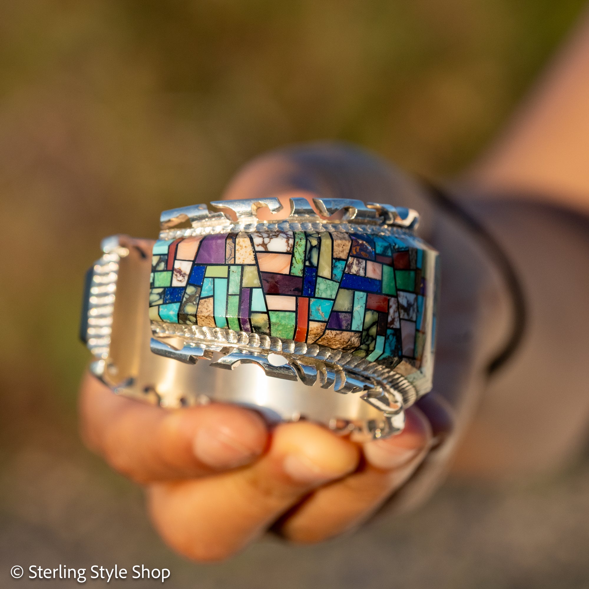 Alvin Yellowhorse Navajo Cuff Bracelet, Night Sky Inlay, Wide Statement Collector Piece