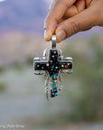 Alvin Yellowhorse Navajo Cross Pendant, Night Sky, Inlay Mosaic, Sterling Silver