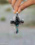 Alvin Yellowhorse Navajo Cross Pendant, Night Sky, Inlay Mosaic, Sterling Silver