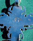 Alvin Yellowhorse Navajo Cross Pendant, Night Sky, Inlay Mosaic, Sterling Silver