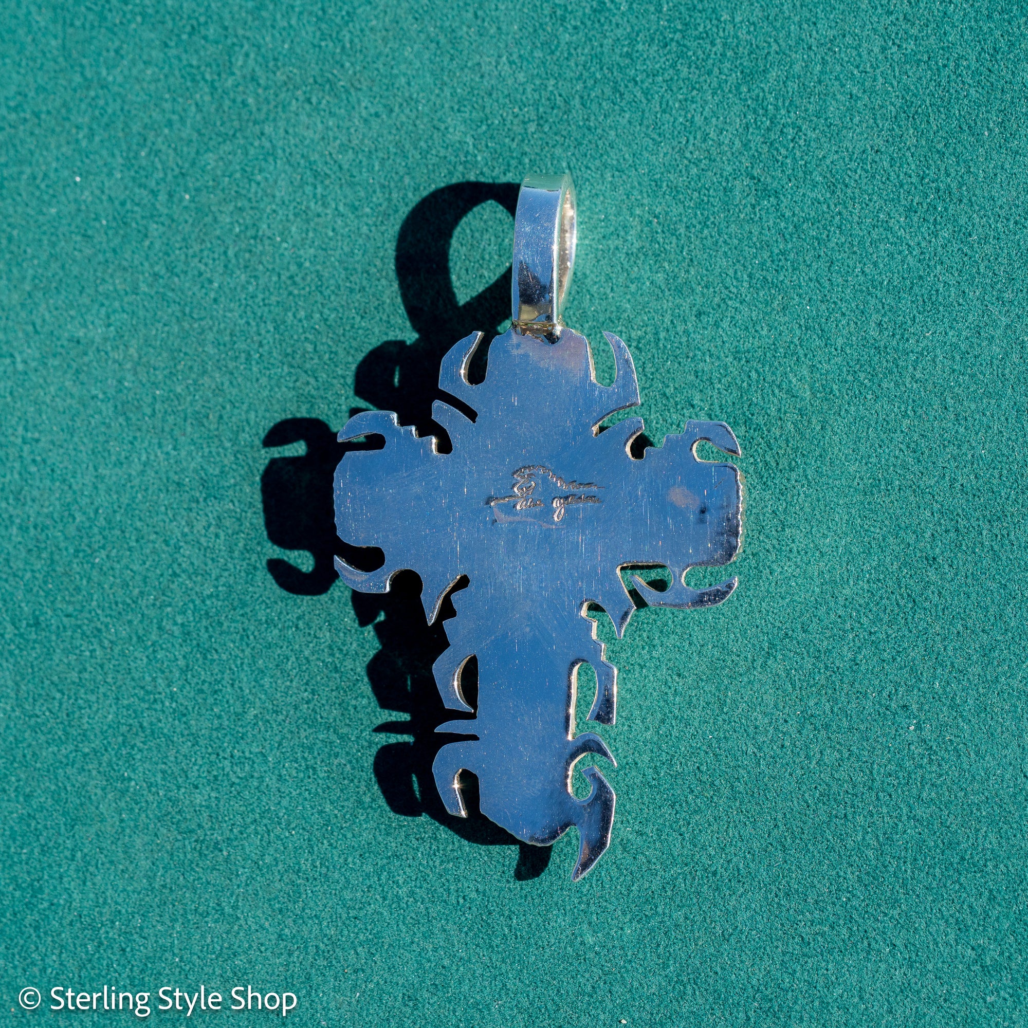 Alvin Yellowhorse Navajo Cross Pendant, Night Sky, Inlay Mosaic, Sterling Silver