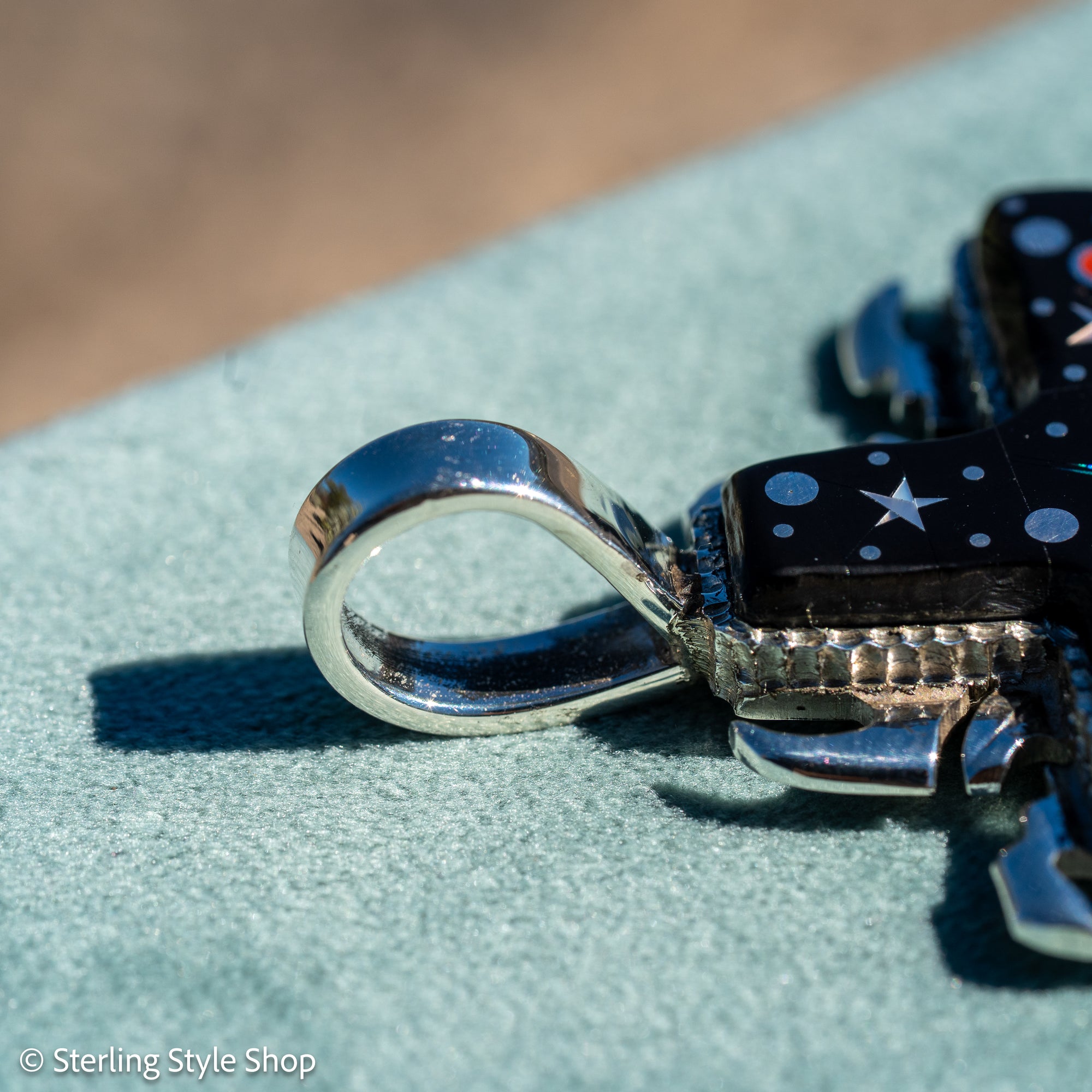 Alvin Yellowhorse Navajo Cross Pendant, Night Sky, Inlay Mosaic, Sterling Silver