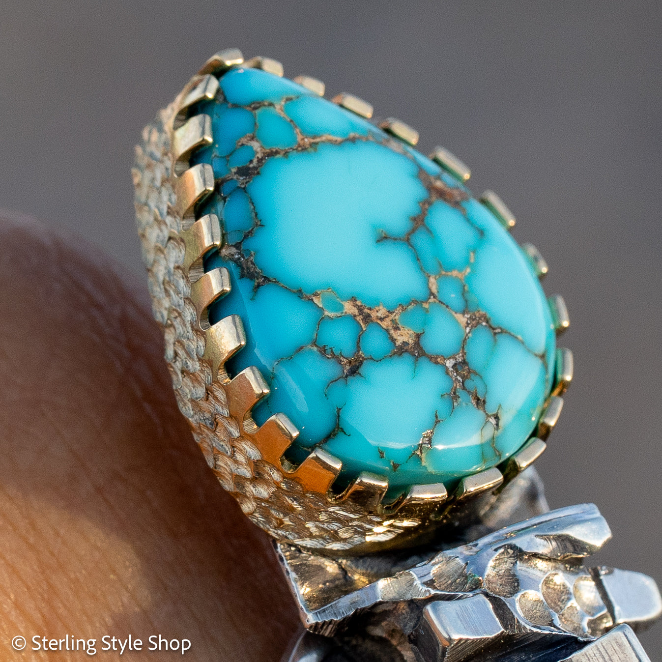 Alvin Yellowhorse Darling Darlene Turquoise &amp; Sugilite Sterling Silver and 18K Gold Statement Ring