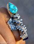 Alvin Yellowhorse Darling Darlene Turquoise & Sugilite Sterling Silver and 18K Gold Statement Ring