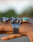 Alvin Yellowhorse Darling Darlene Turquoise & Sugilite Sterling Silver and 18K Gold Statement Ring