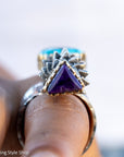 Alvin Yellowhorse Darling Darlene Turquoise & Sugilite Sterling Silver and 18K Gold Statement Ring