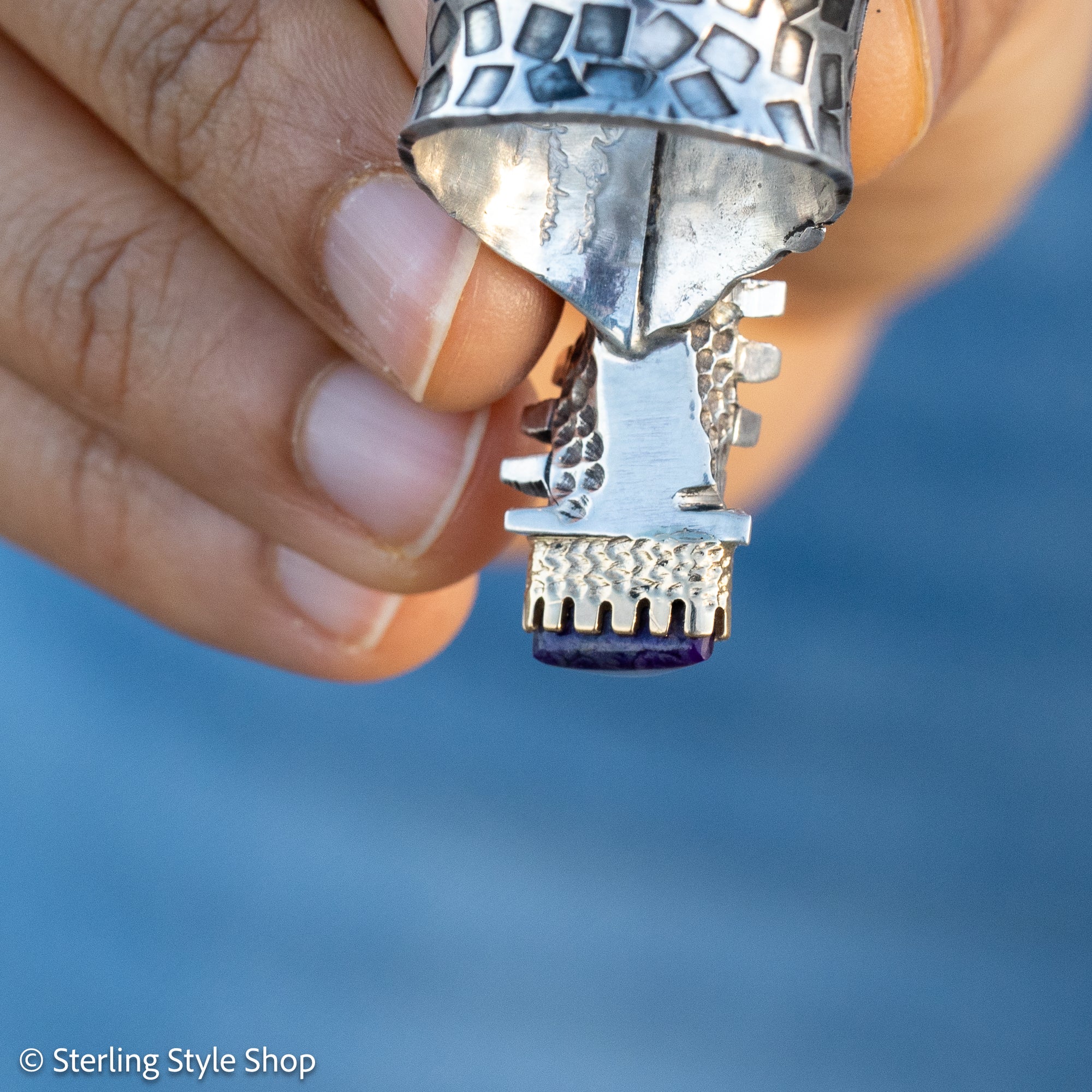 Alvin Yellowhorse Darling Darlene Turquoise &amp; Sugilite Sterling Silver and 18K Gold Statement Ring
