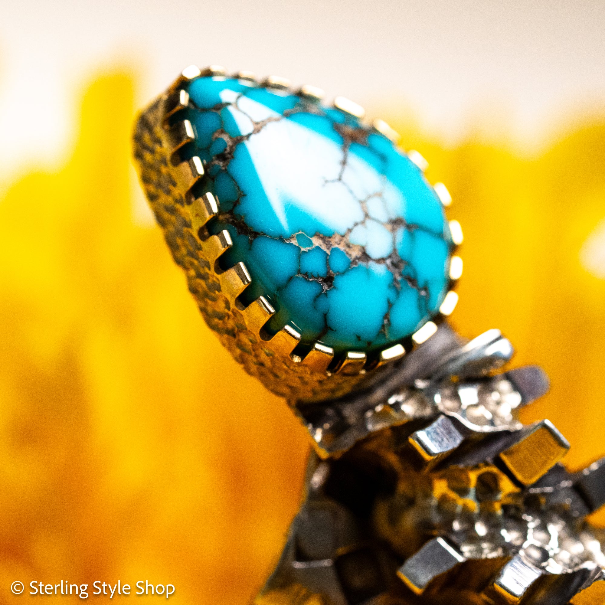 Alvin Yellowhorse Darling Darlene Turquoise &amp; Sugilite Sterling Silver and 18K Gold Statement Ring